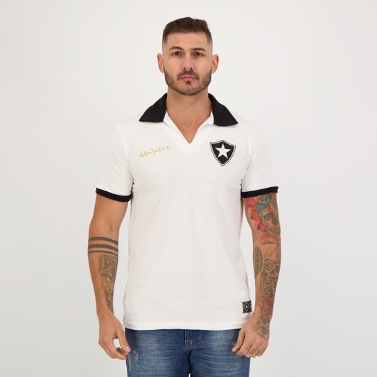 Camisa Botafogo Retrô Nilton Santos Branca - Branco Menor preço em Camisa Botafogo Retrô Nilton Santos Branca - Branco