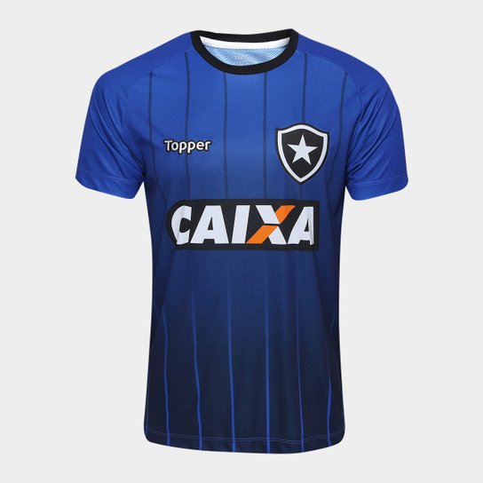 Camisa Botafogo Treino Atleta Topper Masculina - Azul e Preto Menor preço em Camisa Botafogo Treino Atleta Topper Masculina - Azul e Preto