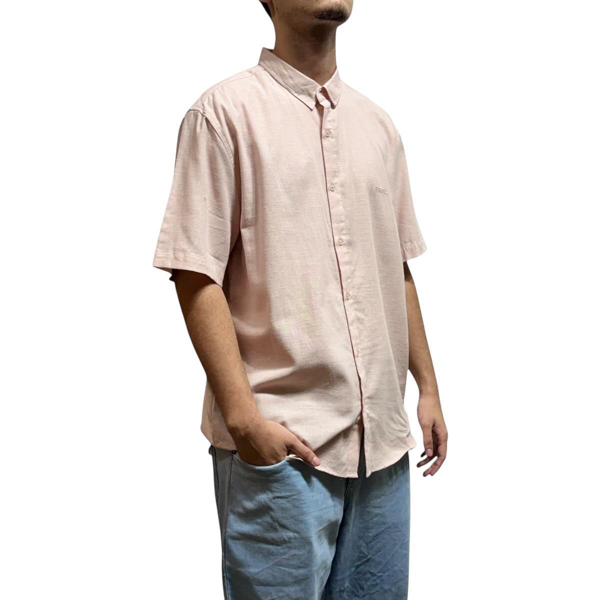 Camisa Botao Manga Curta Fake Rosa Fatal
