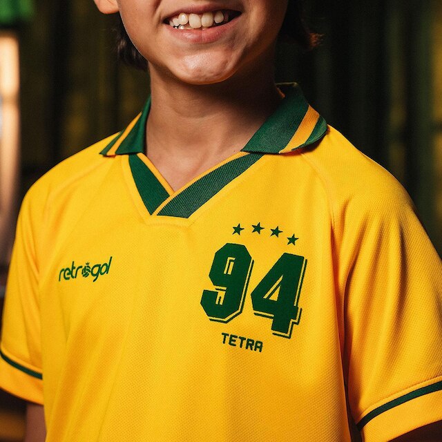 Camisa Brasil 1994 Retrô Infantil Juvenil