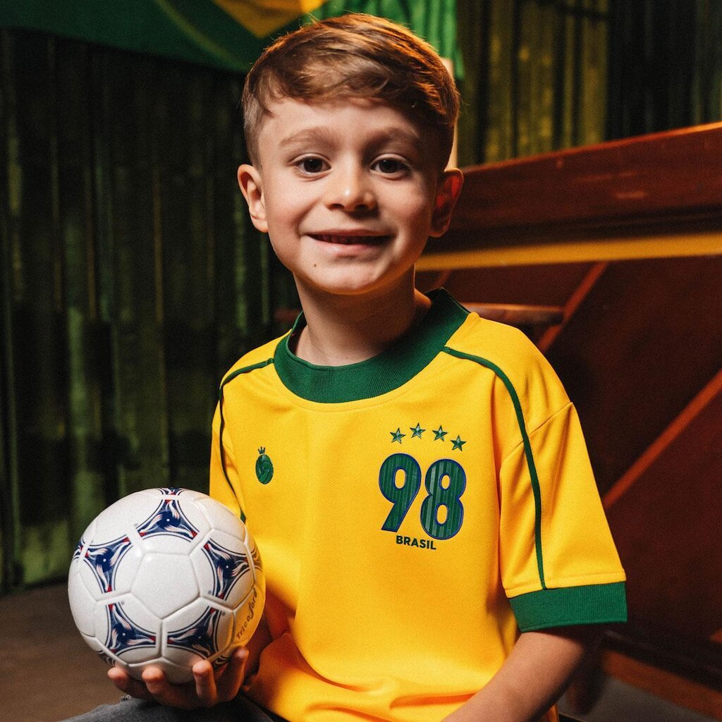 Camisa Brasil 1998 Retrô Infantil Juvenil