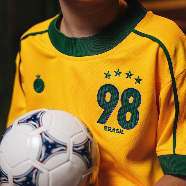 Camisa Brasil 1998 Retrô Infantil Juvenil