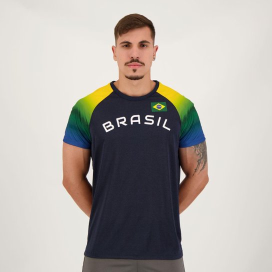 Camisa Brasil Amazon Marinho - Azul+Marinho Menor preço em Camisa Brasil Amazon Marinho - Azul+Marinho