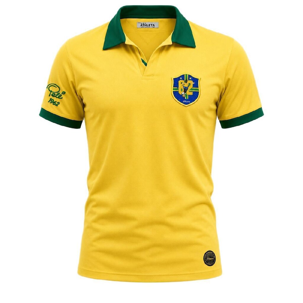Camisa Brasil Athleta Retrô Pelé1962 Algodão - Masculino