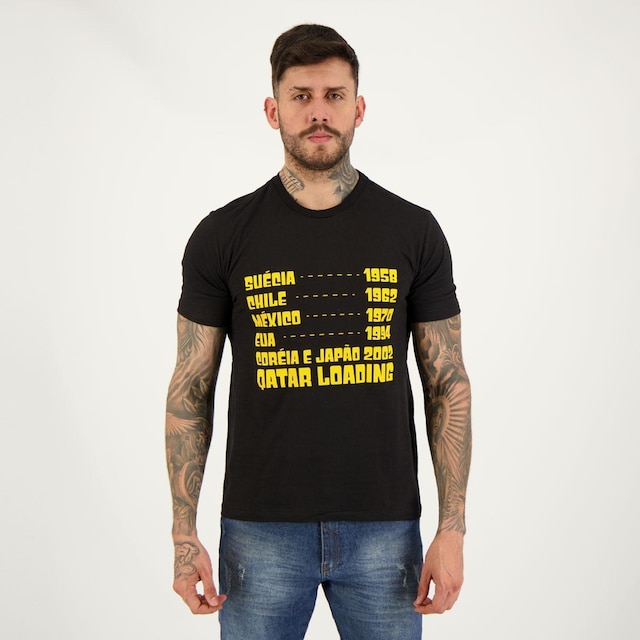 Camisa Brasil Copas Preta - Preto Menor preço em Camisa Brasil Copas Preta - Preto