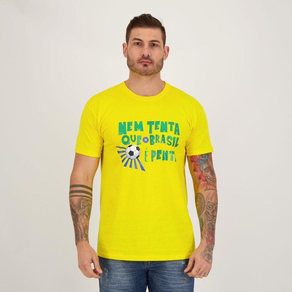 Camisa Brasil é Penta Amarela