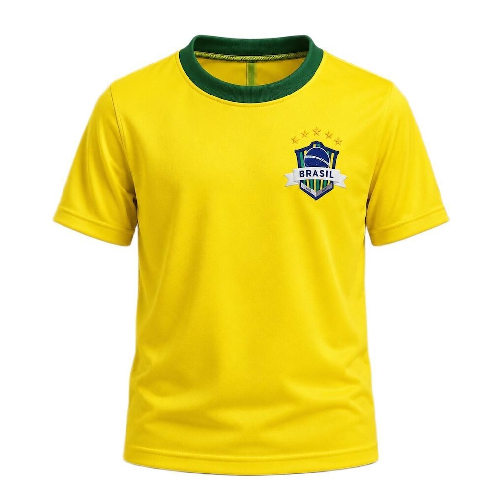Camisa Brasil Escudo Dry Amarelo - Infantil