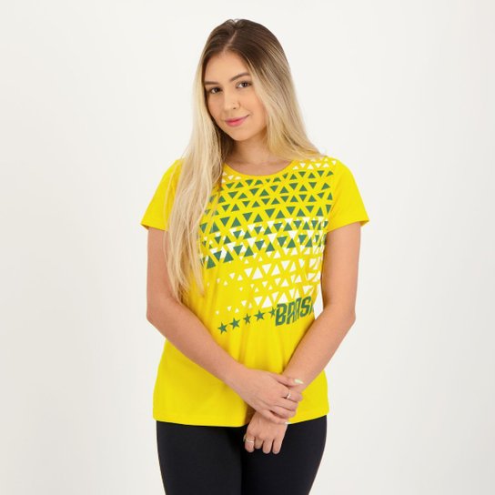 Camisa Brasil Five Star Feminina Amarela - Amarelo Menor preço em Camisa Brasil Five Star Feminina Amarela - Amarelo