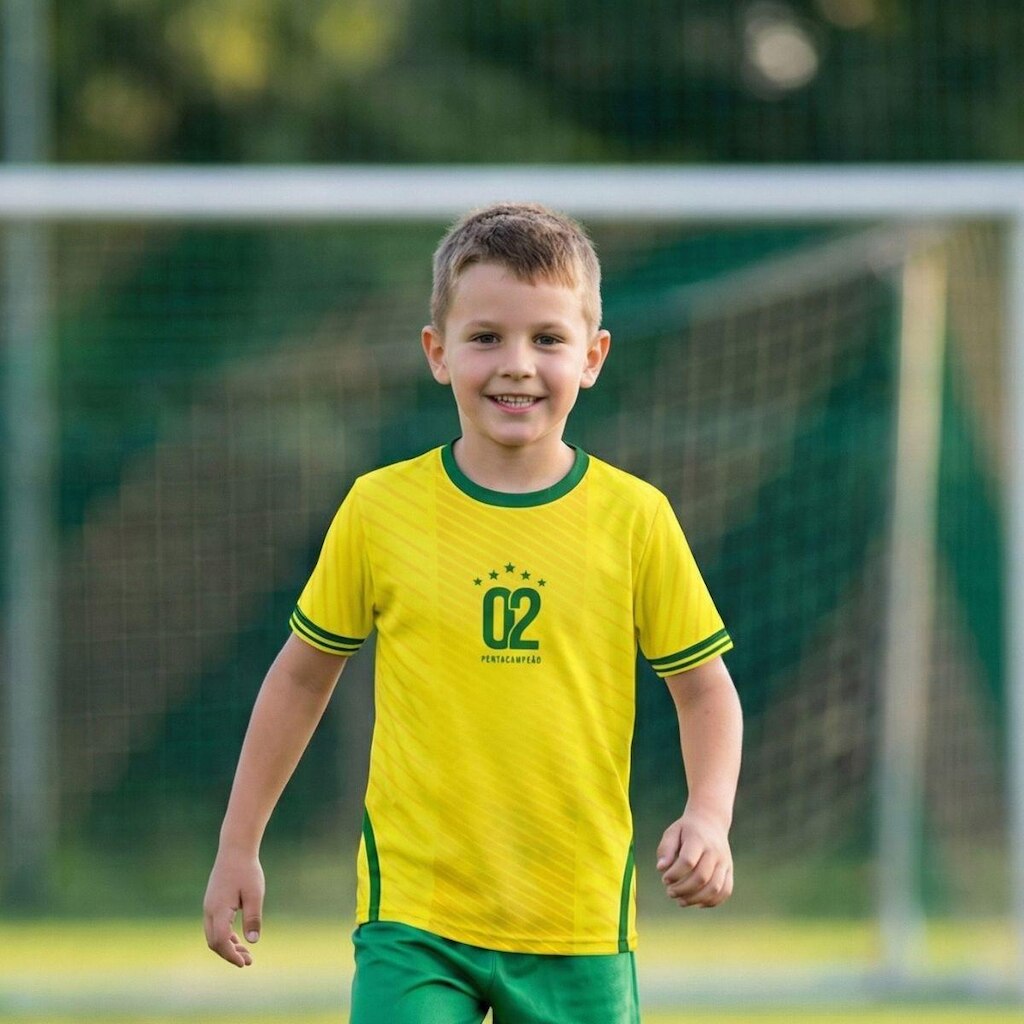 Camisa Brasil Infantil Amarela Juvenil Penta 2002 Copa R9