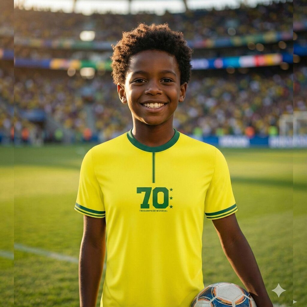 Camisa Brasil Infantil Amarela Juvenil Tri Copa 70