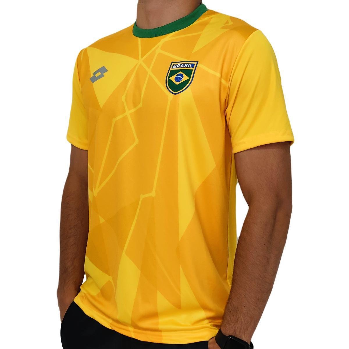 Camisa Brasil Lotto Amarela - Masculino Menor preço em Camisa Brasil Lotto Amarela - Masculino