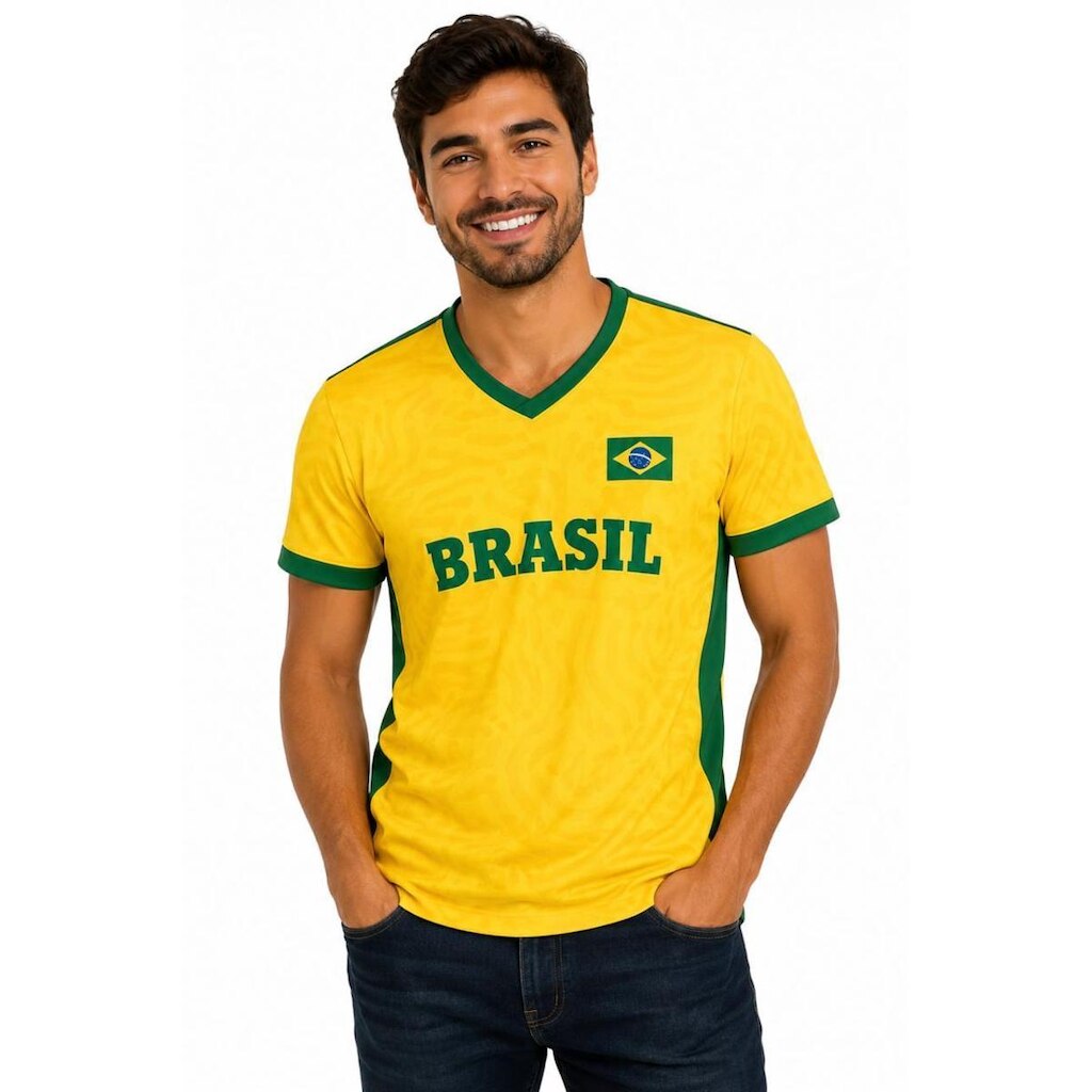 Camisa Brasil Masculina Gola V