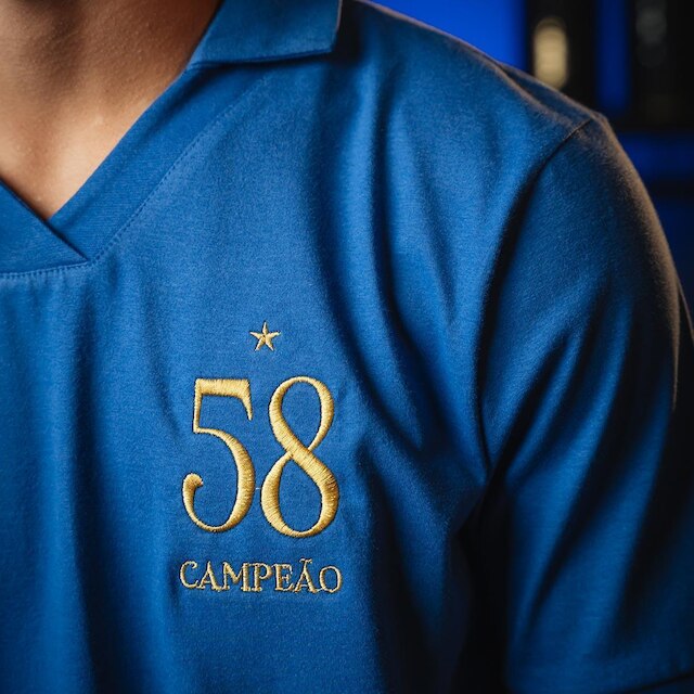 Camisa Brasil Retrô 1958 Azul Masculina