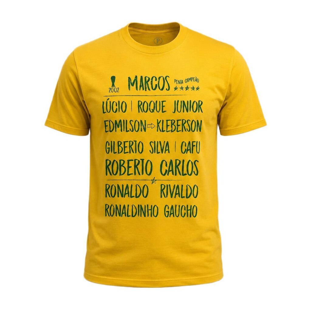Camisa Brasil Retro Escalação Penta 2002 Algodão - Masculino