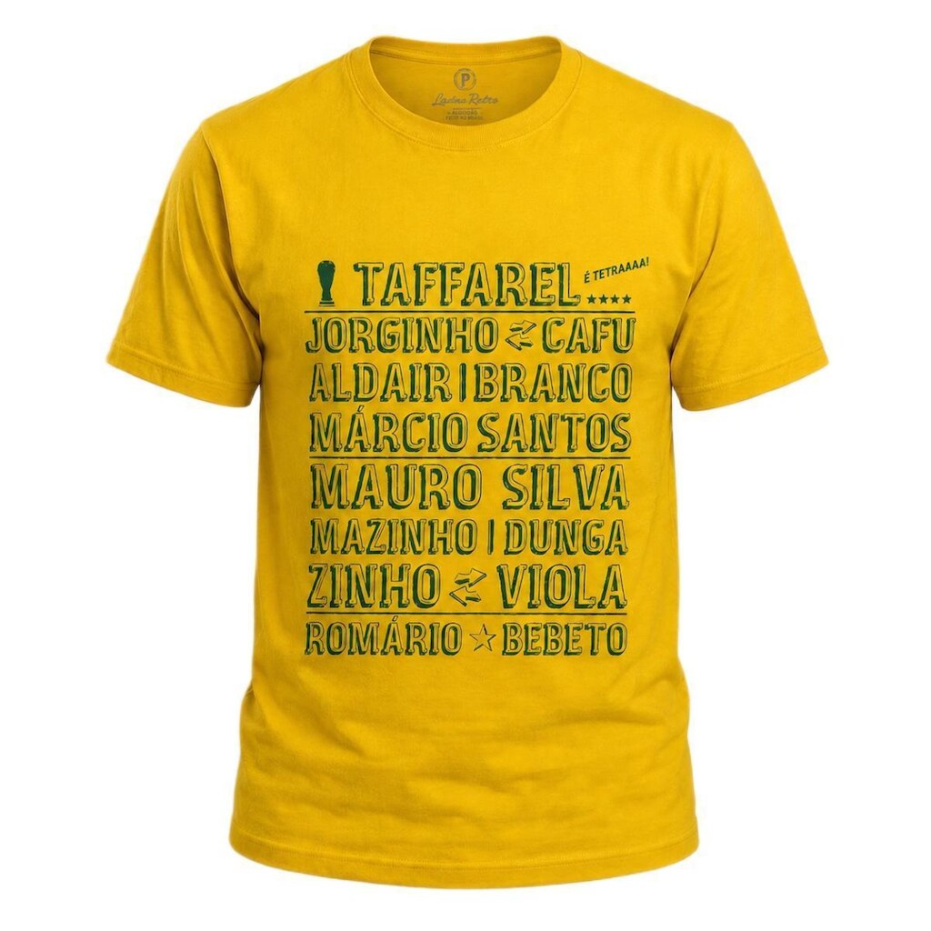 Camisa Brasil Retro Escalação Tetra 1994 Algodão - Masculino