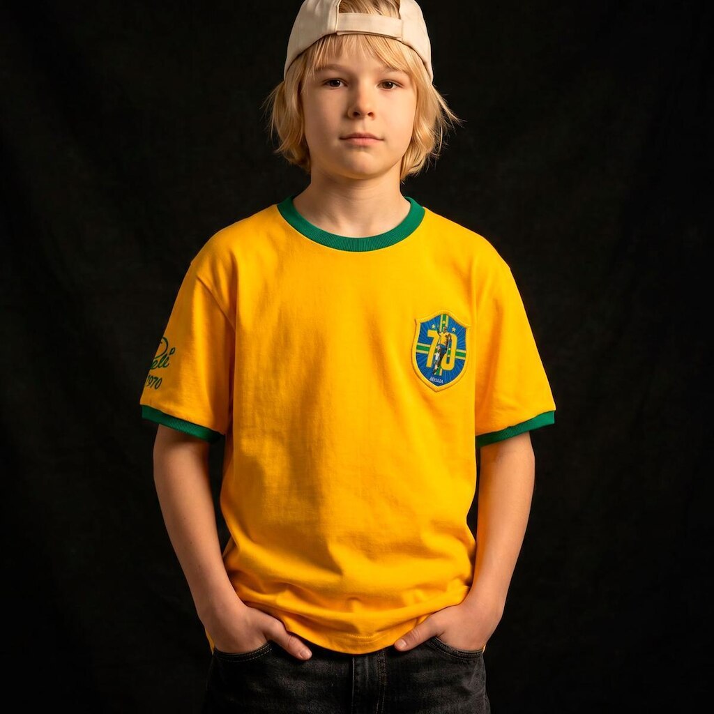 Camisa Brasil Retrô Pelé 1970 Infantil