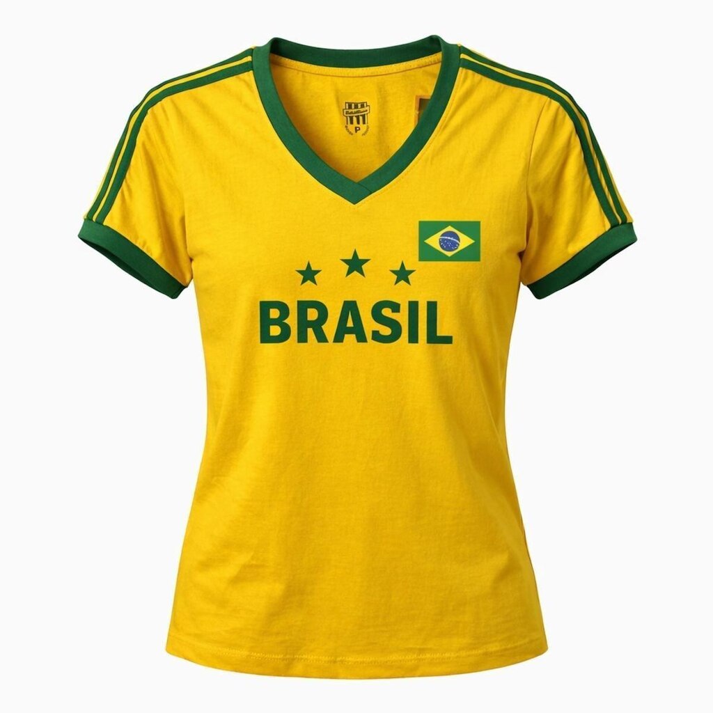 Camisa Brasil Retrô Símbolo Algodão - Feminino