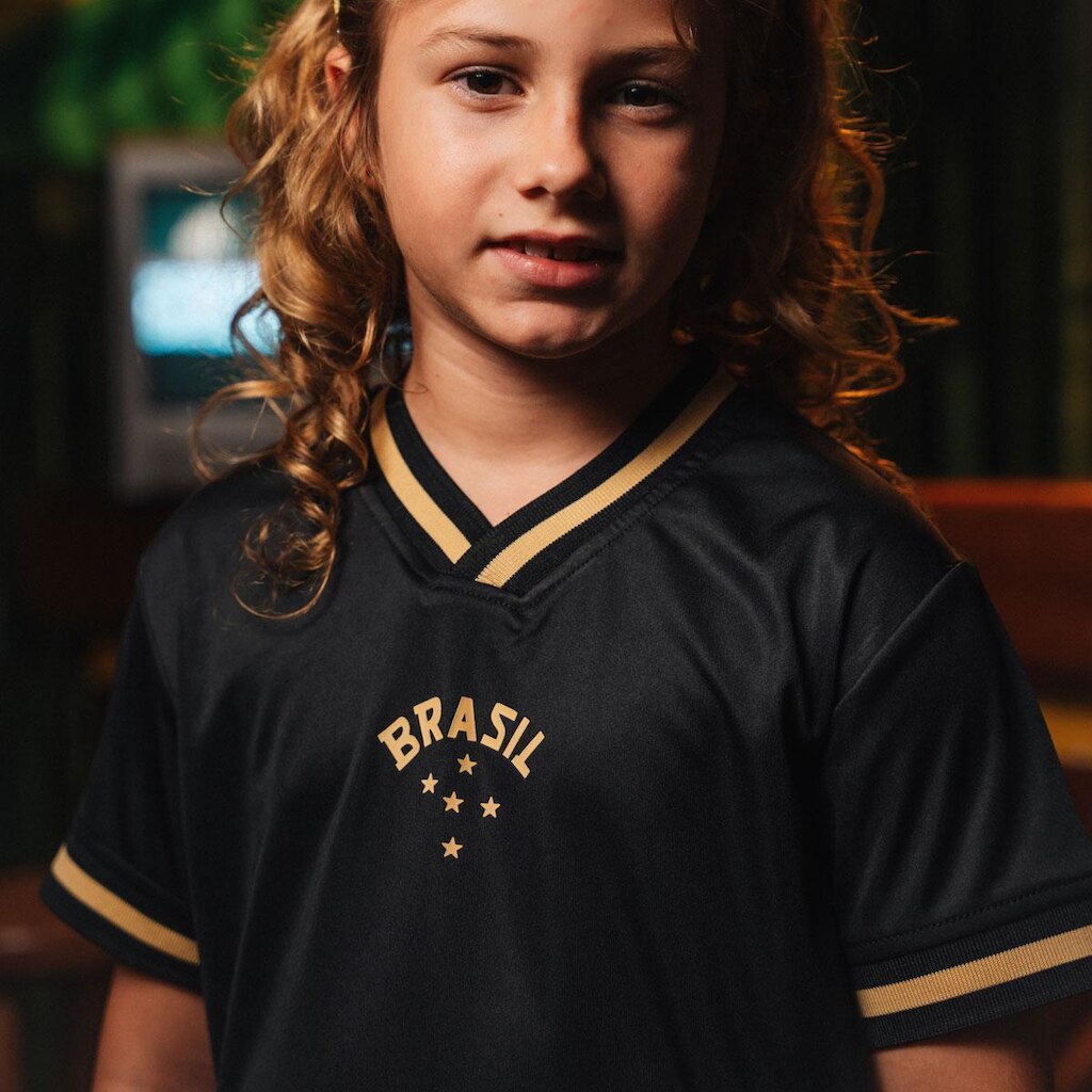 Camisa Brasil Urban Dry Preta Infantil Juvenil