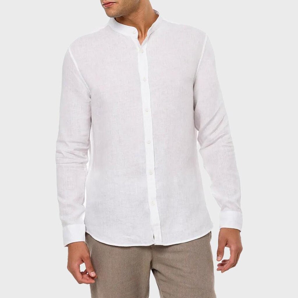 Camisa Calvin Klein Slim Linen Collarlles