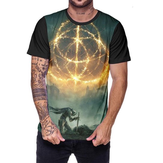 Camisa Camiseta Game Elden Ring Dark Souls Capa Intro - Preto Menor preço em Camisa Camiseta Game Elden Ring Dark Souls Capa Intro - Preto