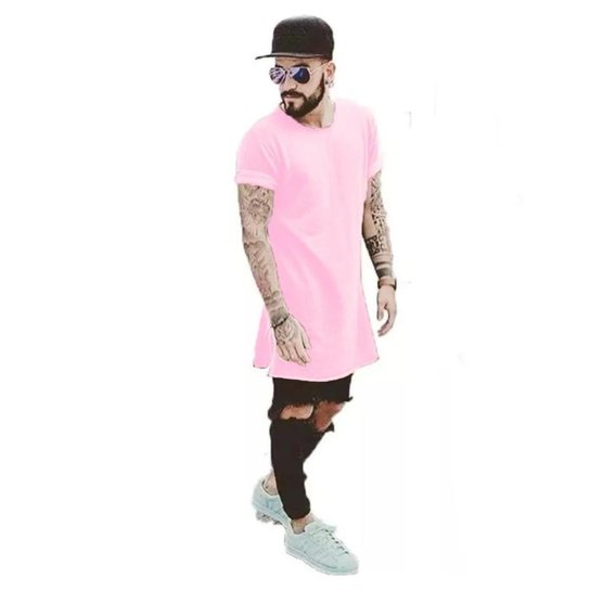 Camisa Camiseta Oversized Longline Swag Vcstilo Promoção C41 - Rosa Menor preço em Camisa Camiseta Oversized Longline Swag Vcstilo Promoção C41 - Rosa
