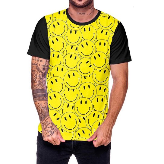 Camisa Camiseta Smile Emoji Emoticon Swag Preto Netshoes