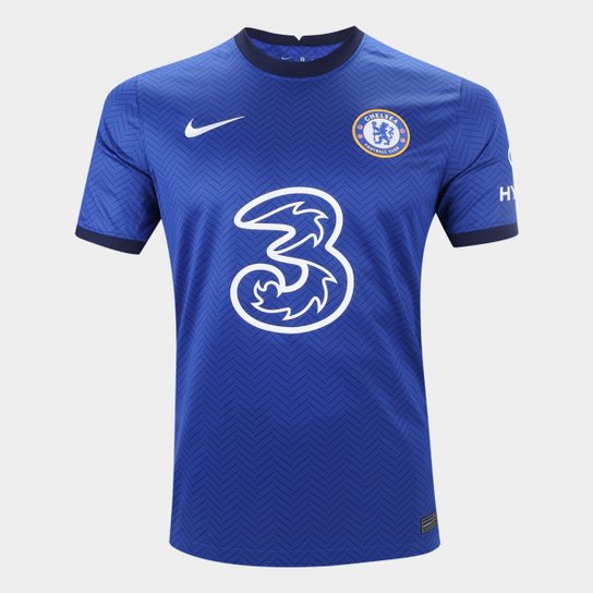 Camisa Chelsea Home 20/21 s/n° Torcedor Nike Masculina - Azul+Branco Menor preço em Camisa Chelsea Home 20/21 s/n° Torcedor Nike Masculina - Azul+Branco