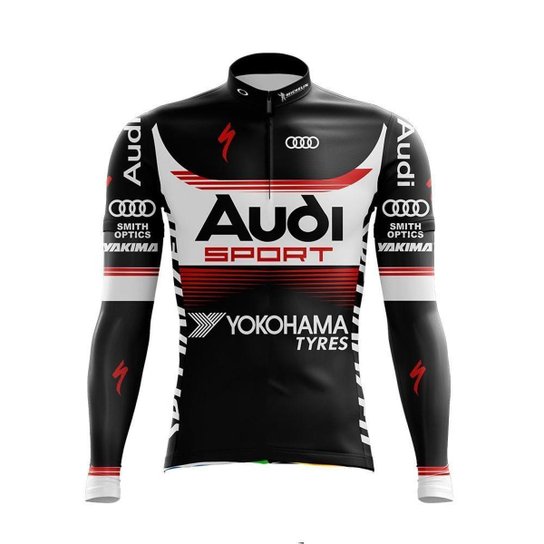 Camisa Ciclismo Bike Mtb Manga Longa Pro Tour Audi - Preto+Vermelho Menor preço em Camisa Ciclismo Bike Mtb Manga Longa Pro Tour Audi - Preto+Vermelho