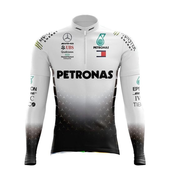 Camisa Ciclismo Bike Mtb Manga Longa Pro Tour Petronas - Branco+Preto Menor preço em Camisa Ciclismo Bike Mtb Manga Longa Pro Tour Petronas - Branco+Preto