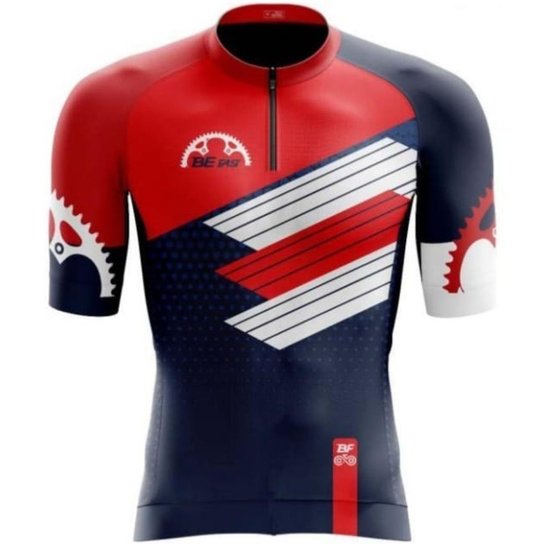 Camisa Ciclismo Bike MTB Secagem Rápida Proteção UV Bolsos Auxiliares nas Costa - Azul+Vermelho Menor preço em Camisa Ciclismo Bike MTB Secagem Rápida Proteção UV Bolsos Auxiliares nas Costa - Azul+Vermelho