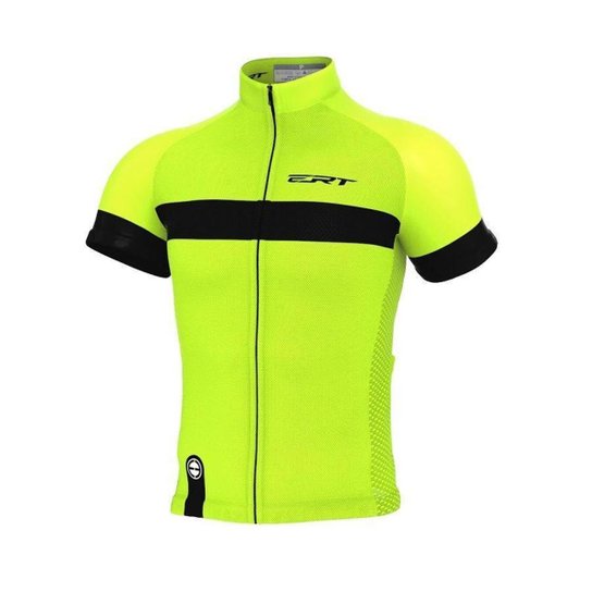 Camisa Ciclismo Ert Strip - Amarelo+Preto Menor preço em Camisa Ciclismo Ert Strip - Amarelo+Preto