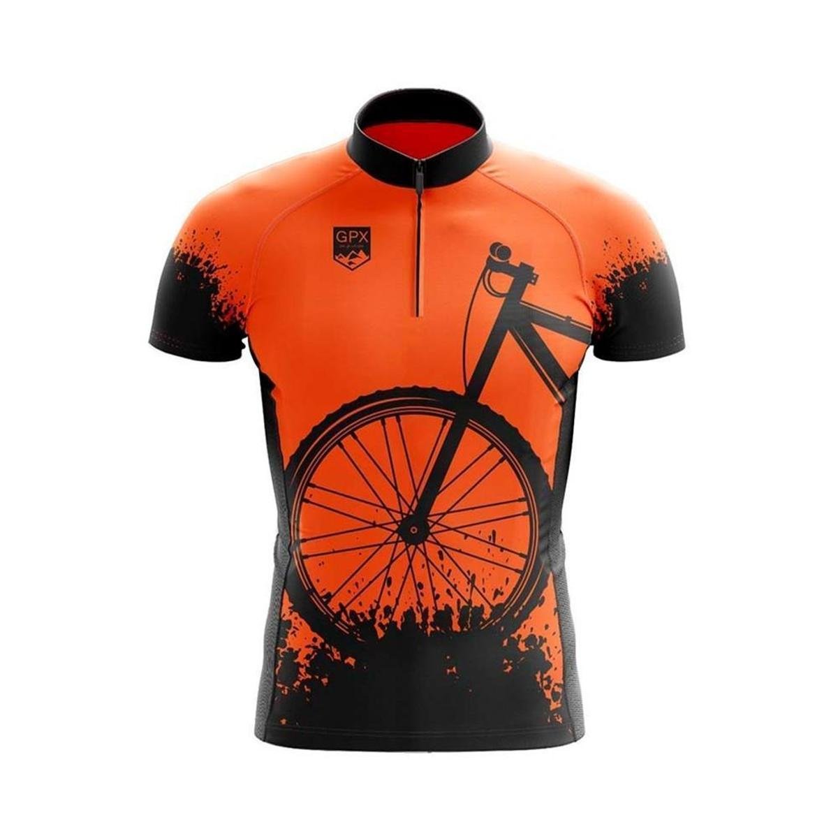 camisa de ciclismo masculina laranja