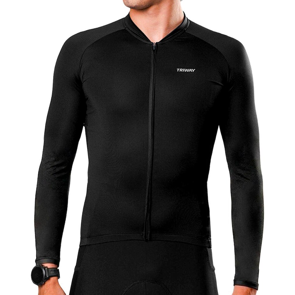 Camisa Ciclismo Manga Longa Masculina Triway Endurance Black