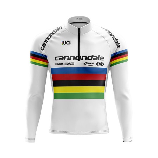 Camisa Ciclismo Mountain Bike Cannondale Uci Manga Longa - Branco Menor preço em Camisa Ciclismo Mountain Bike Cannondale Uci Manga Longa - Branco