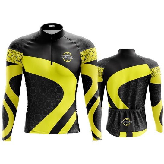 Camisa ciclista Manga Longa Masculina Pro Tour estrada Dry Fit Proteção uv + 50 - Preto Menor preço em Camisa ciclista Manga Longa Masculina Pro Tour estrada Dry Fit Proteção uv + 50 - Preto