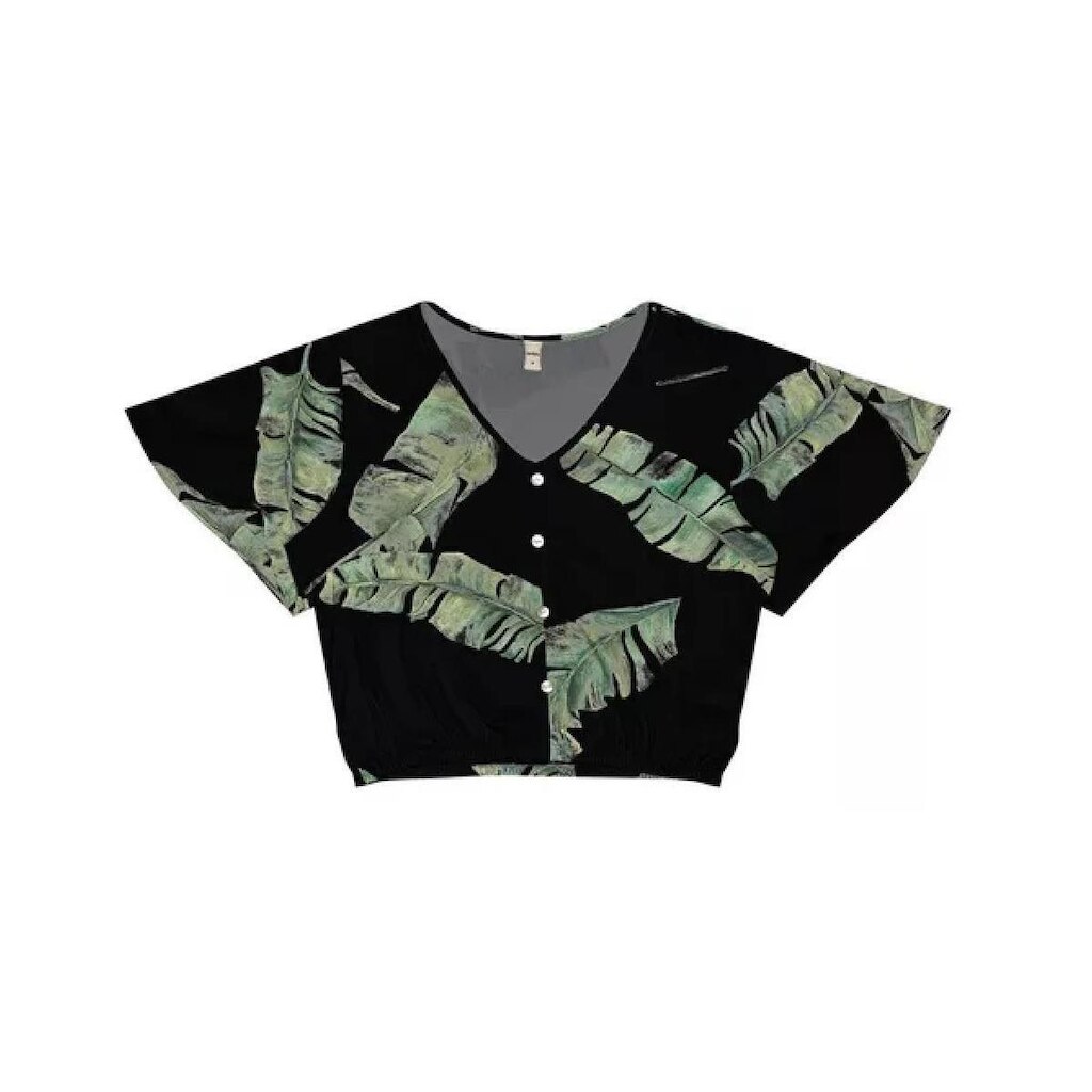 Camisa Com Estampa Folhagens E Manga Ampla