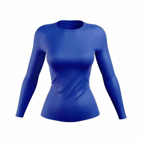 Camisa com Proteção UV 50+ Feminina Manga Longa Poliéster TR4 - P - Vinho - Azul Menor preço em Camisa com Proteção UV 50+ Feminina Manga Longa Poliéster TR4 - P - Vinho - Azul