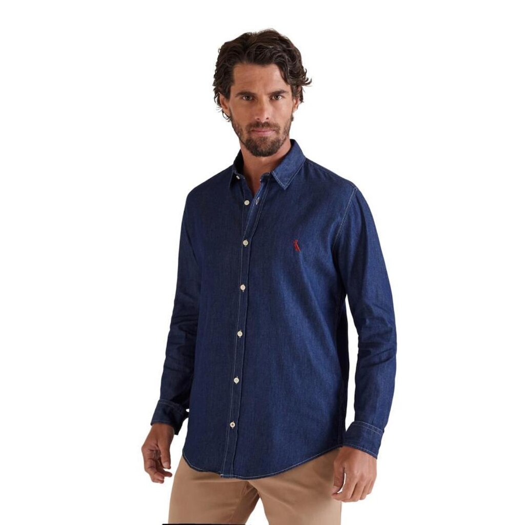 Camisa Cont Ae Easy Oxford Denim Ml Reserva