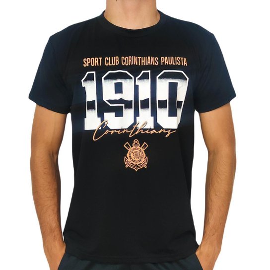 Camisa Corinthians 1910 SCCP Algodão - Masculino - Preto Menor preço em Camisa Corinthians 1910 SCCP Algodão - Masculino - Preto