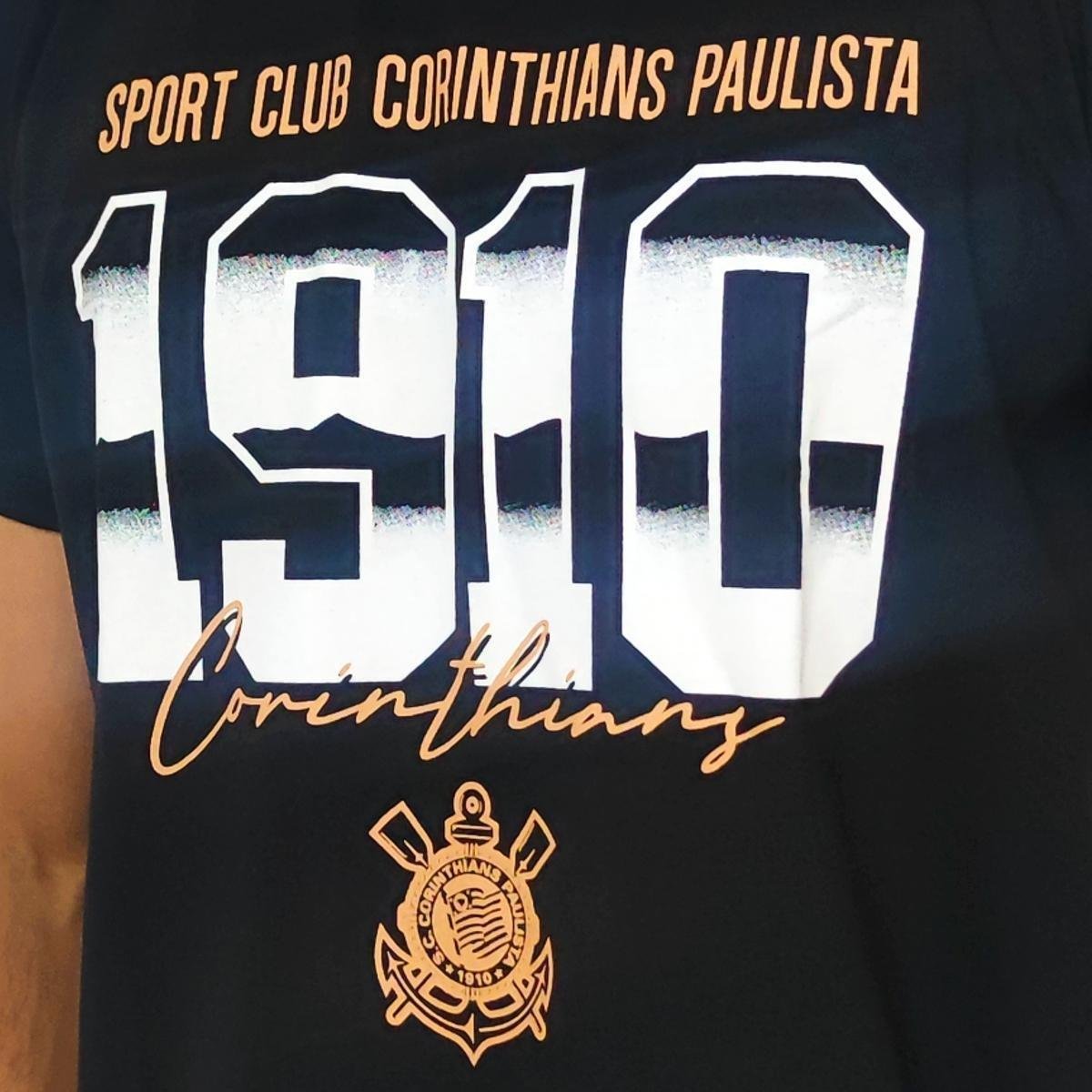 Camisa Corinthians 1910 SCCP Algodão Masculino Preto Netshoes