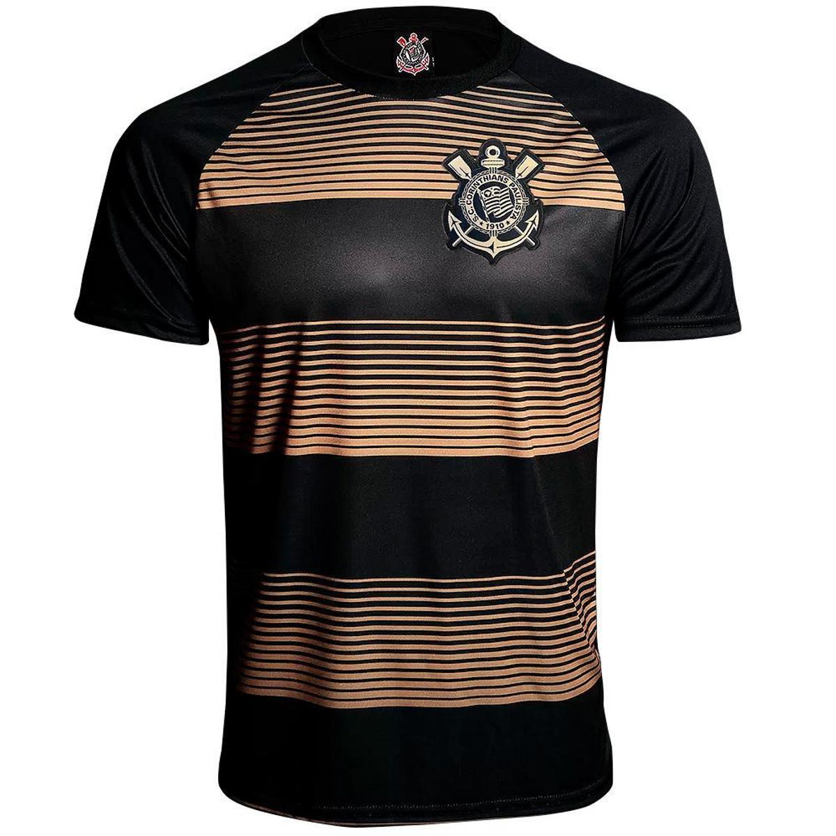 Camisa Corinthians Dourada Torcedor Masculina Menor preço em Camisa Corinthians Dourada Torcedor Masculina