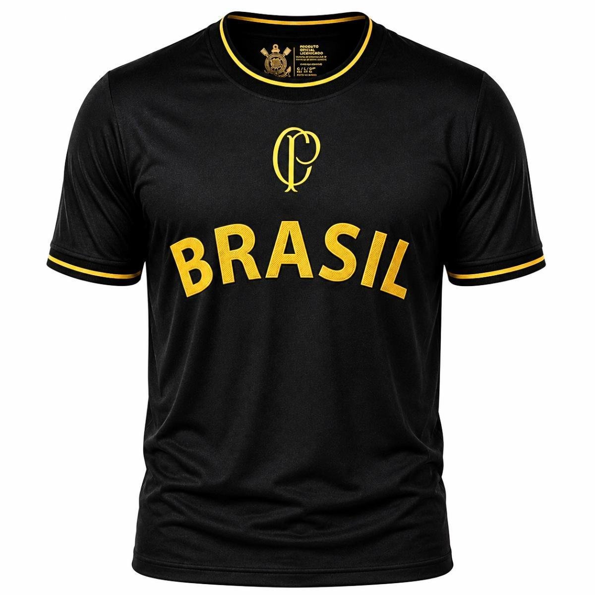Camisa Corinthians Especial Brasil Gold - Masculino Menor preço em Camisa Corinthians Especial Brasil Gold - Masculino