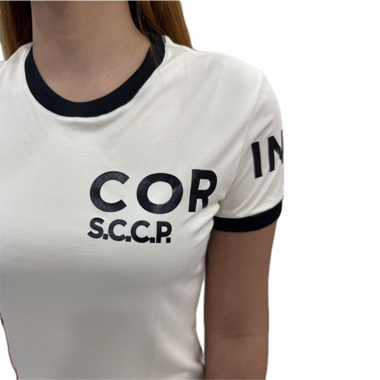 Camisa Corinthians Feminina C/GOLA Punho e Silk 32354 Cor:;Tamanho:P