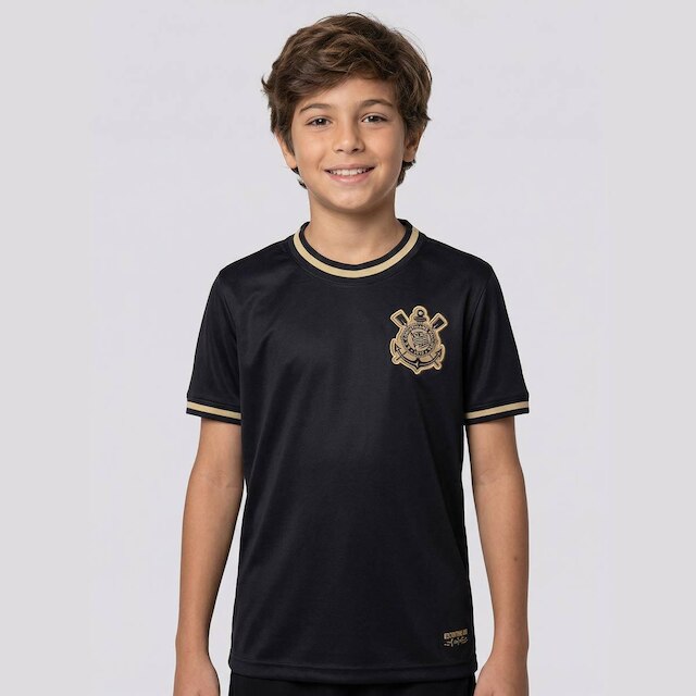 Camisa Corinthians Infantil Preta e Dourada