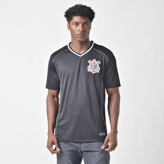 Camisa Corinthians Oficial Licenciada Gola V Preto Corinthians