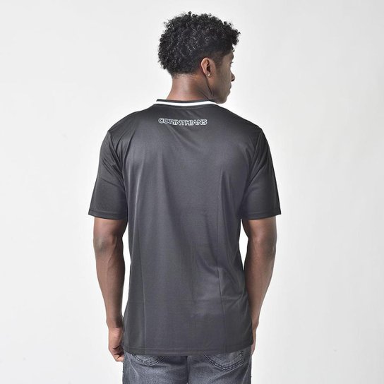 Camisa Corinthians Oficial Licenciada Gola V Preto Corinthians