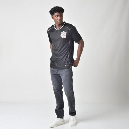 Camisa Corinthians Oficial Licenciada Gola V Preto Corinthians