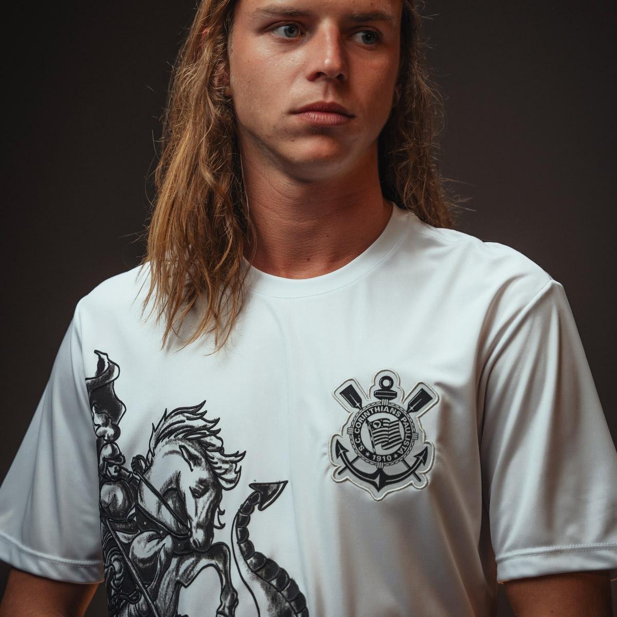 Camisa Corinthians São Jorge Branca Masculina Menor preço em Camisa Corinthians São Jorge Branca Masculina