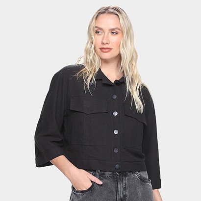 Camisa Cropped All Is Love Genebra Oversized Mangas 7/8 Feminina - Feminino