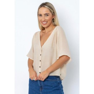 Camisa Cropped Botões Feminina Le Julie